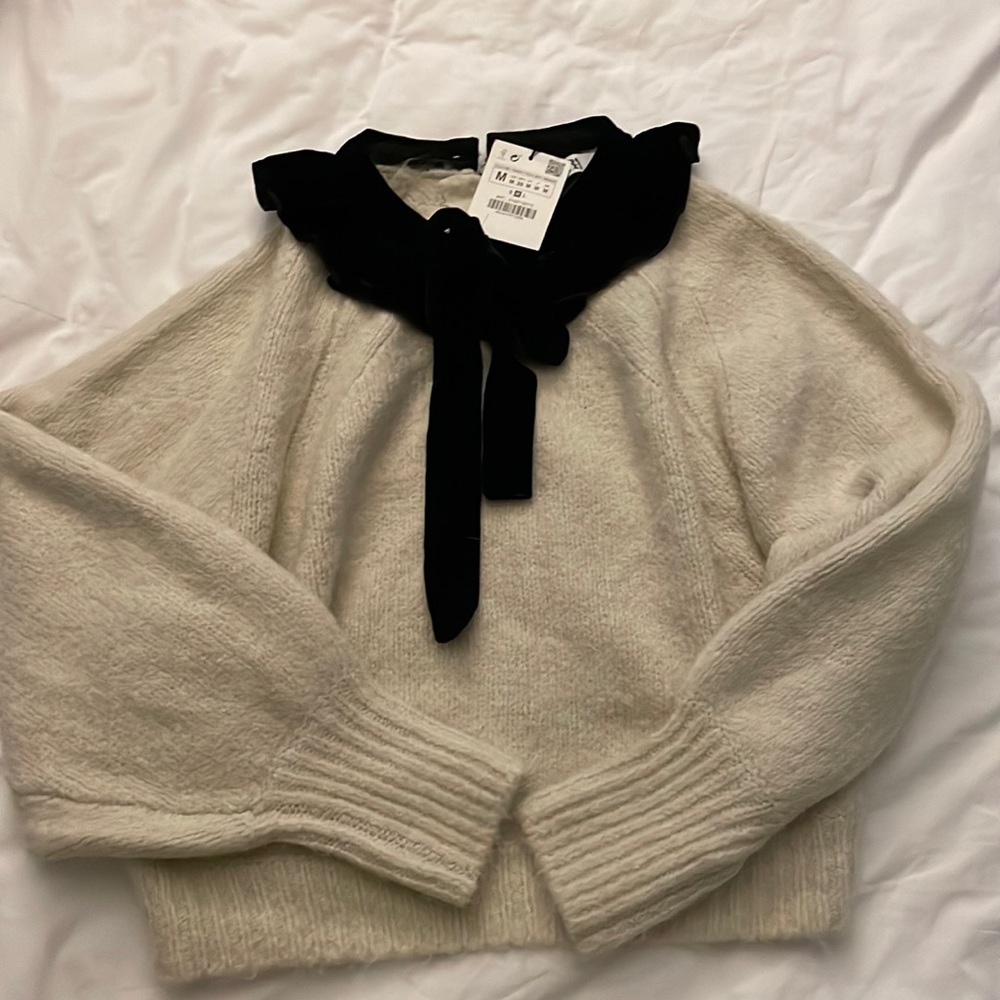 NWT Zara velvet bow sweater